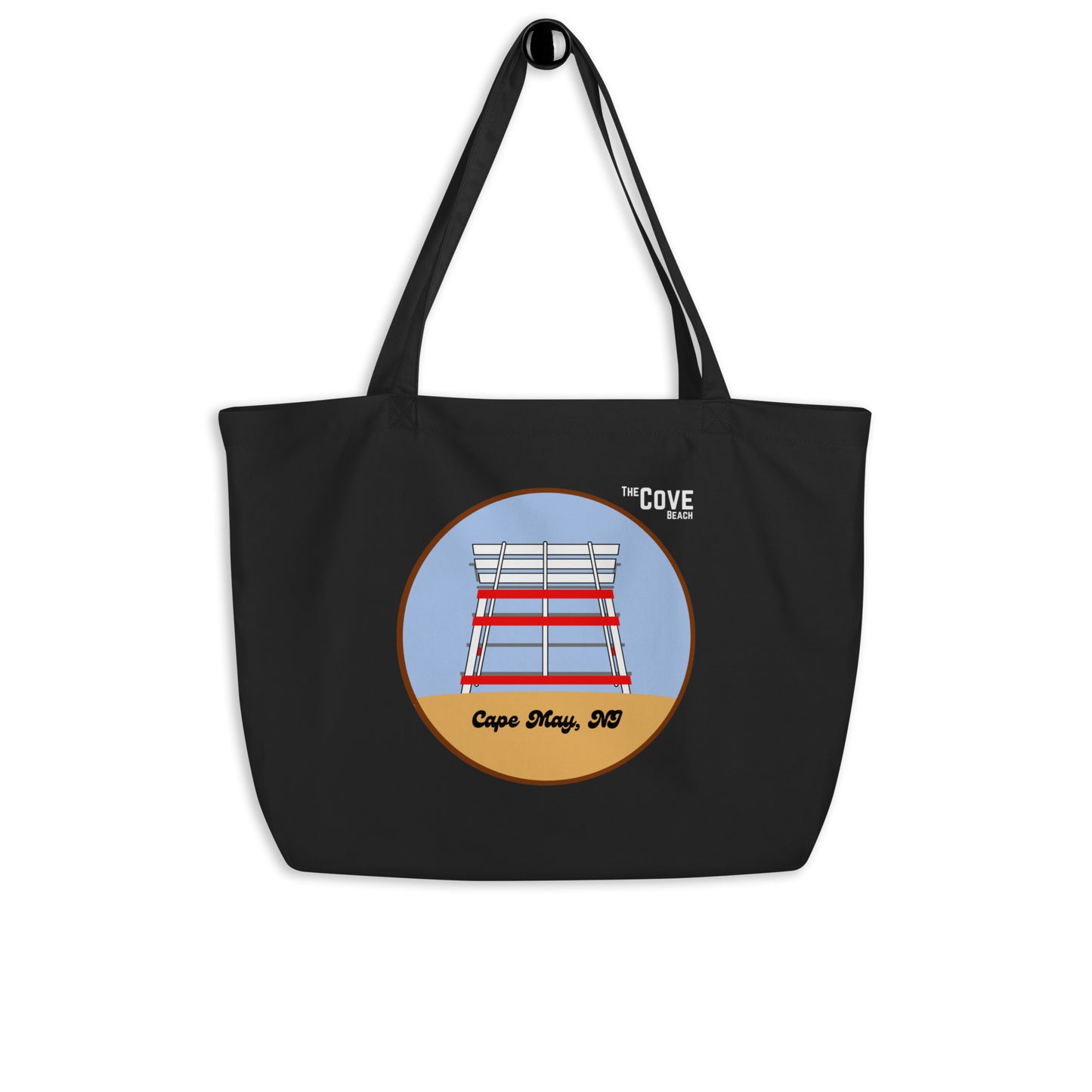 Cove Beach Lifeguard Stand Large organic tote bag