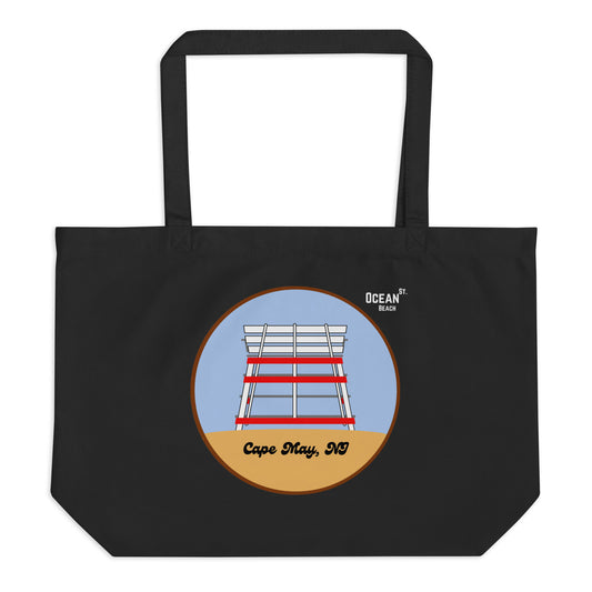 Ocean St. Lifeguard Stand Large organic tote bag