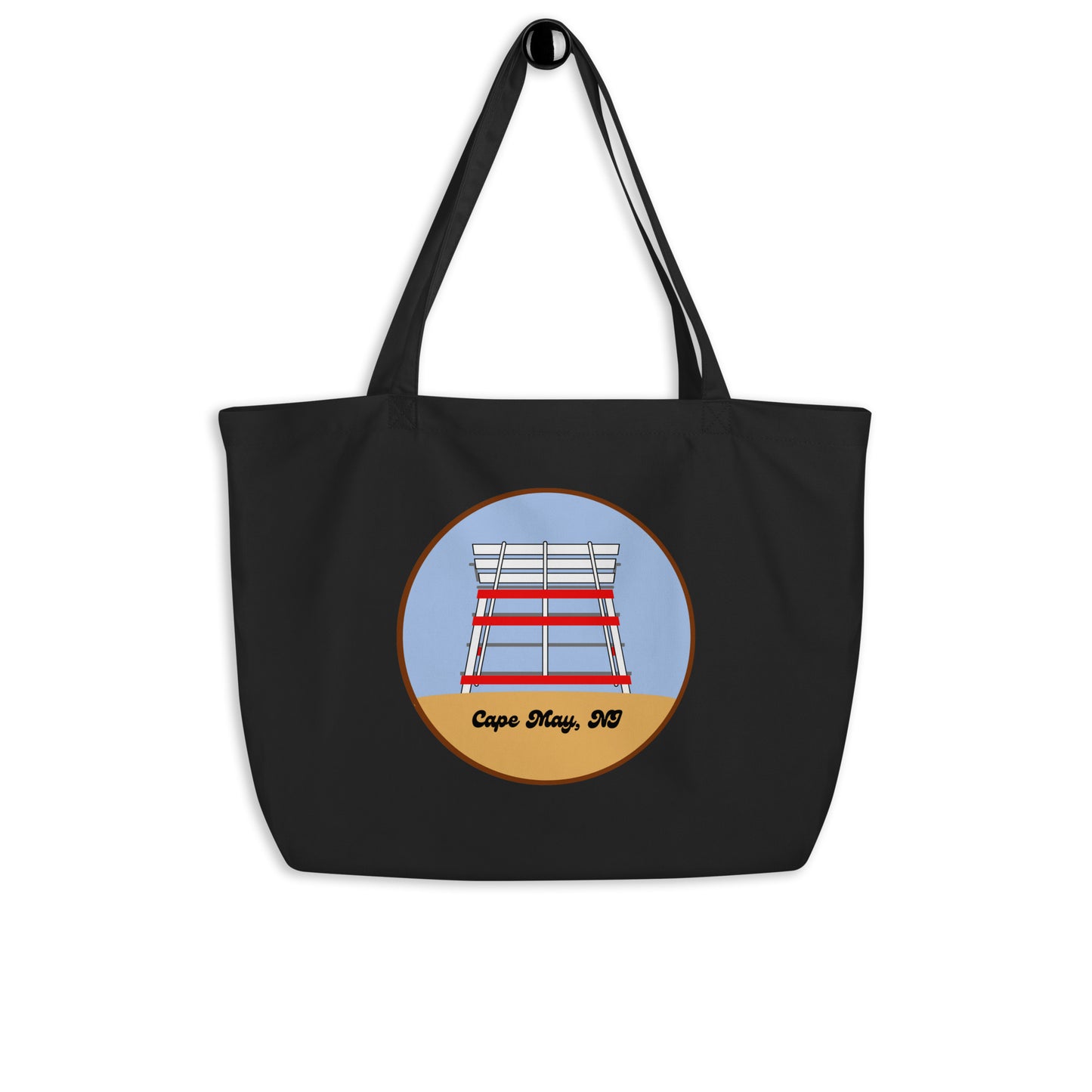 Cape May Lifeguard Stand Large organic tote bag