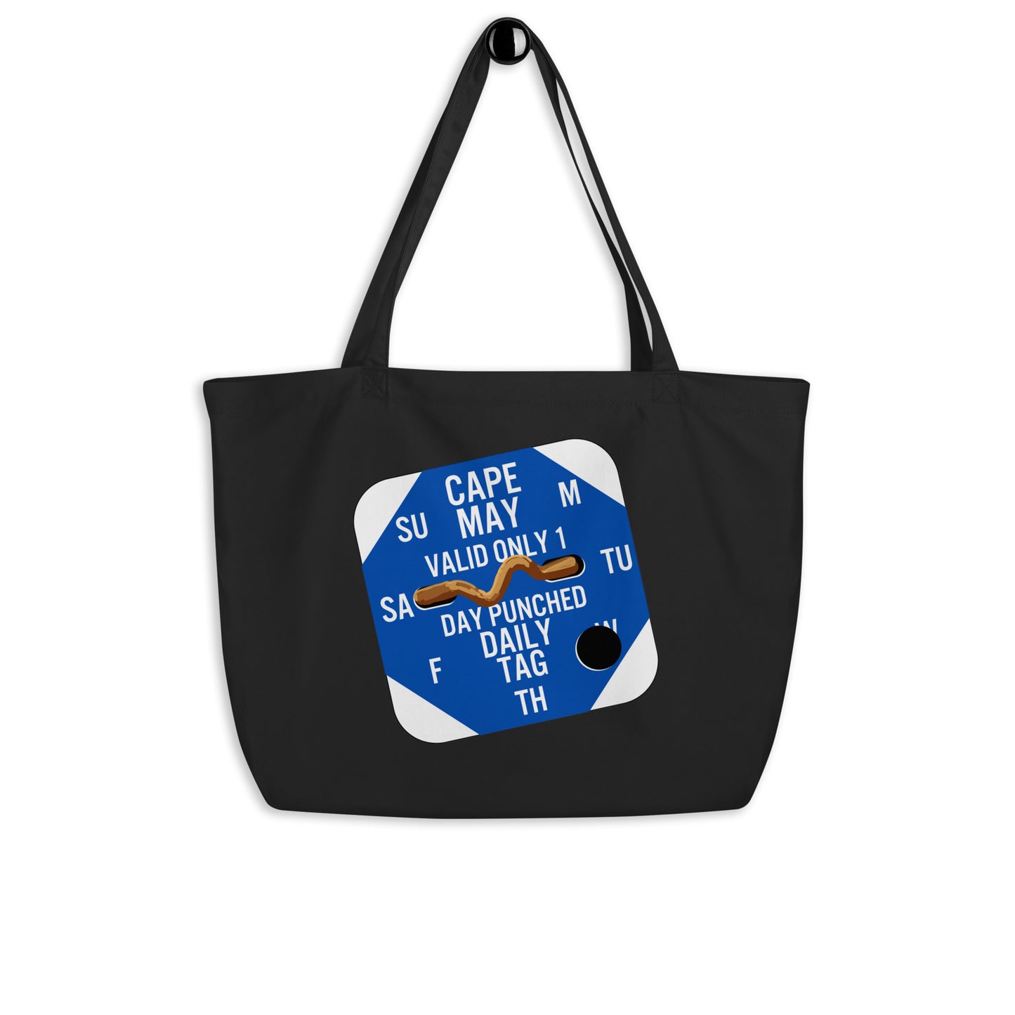 Cape May Beach Tag Large organic tote bag