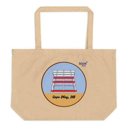 Ocean St. Lifeguard Stand Large organic tote bag