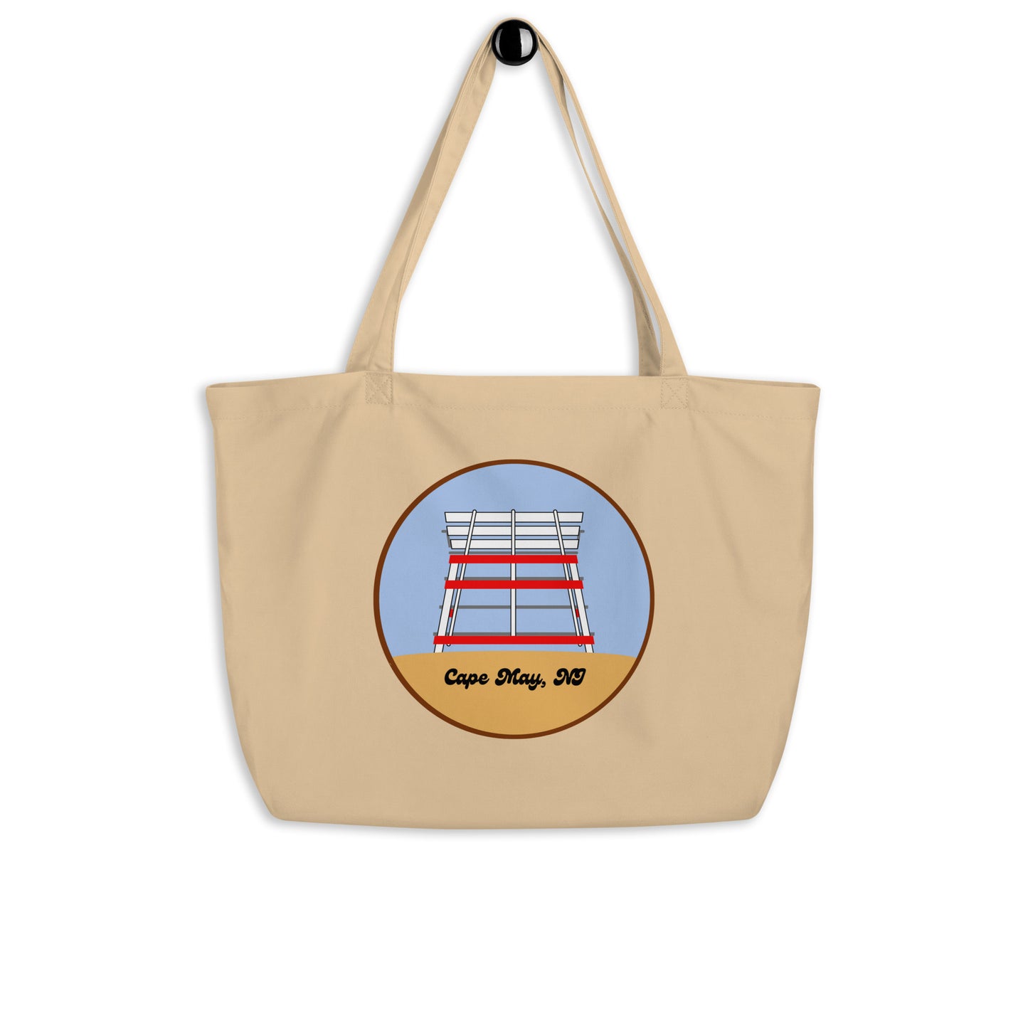 Cape May Lifeguard Stand Large organic tote bag