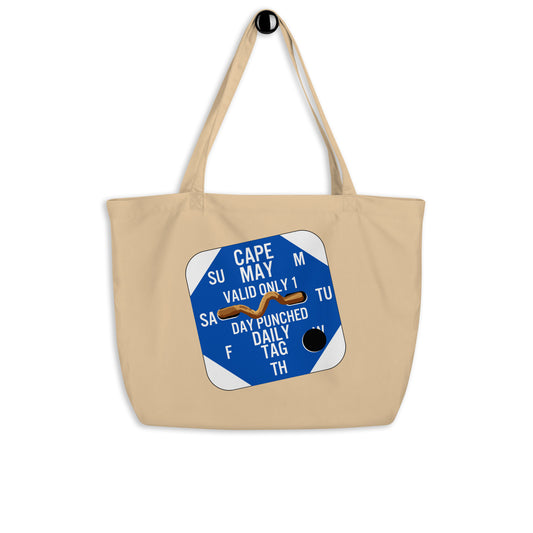 Cape May Beach Tag Large organic tote bag